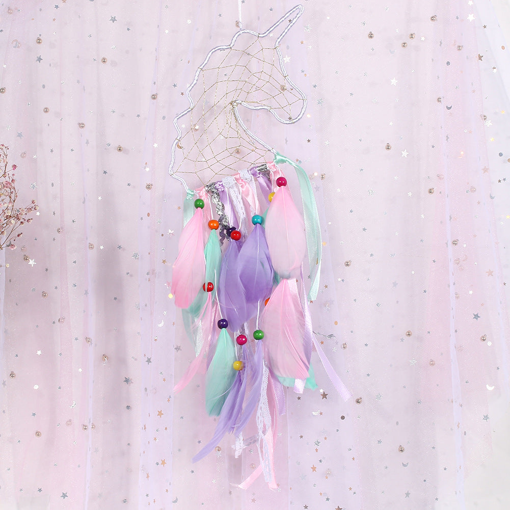 Wholesale Feather Unicorn Dream Catcher Pendant